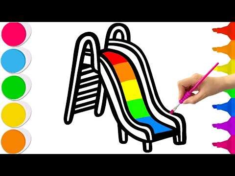 How to Draw a Rainbow Slide Step by Step | Easy Playground Drawing Tutorial