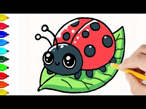 Simple and easy steps of lady bug drawing, draw and inspire, beautiful drawing tutorial, doms colors