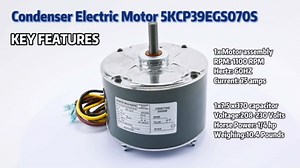 Condenser Motor Replaces Carrier # 5KCP39EGS070S, HC39GE237, 5KCP39EGY823S, Genteq GE3905, Dayton 6DLL0, Bryant Payne HC39GE234A etc AC/Air Conditioner, 1/4HP 1100 RPM with Capacitor, 3-Year Warranty
