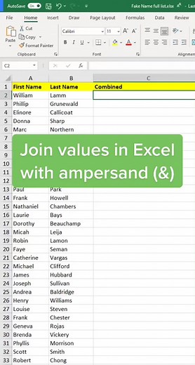 Easy #Excel join tip #excelpro #learnexcel #spreadsheet #exceltips #exceltricks #msexcel #officetips #techtips #microsoft