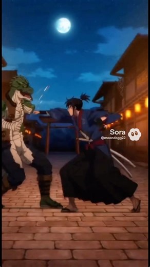 A samurai fighting a reptilian #ai #anime #samurai #reptilian