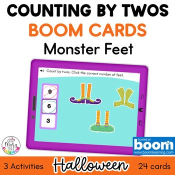 Monster Feet – Counting by Twos | First Grade Math Boom Cards™