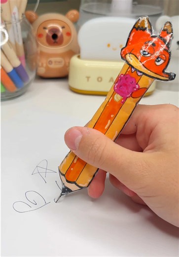 🦊Cute DIY Paper Squishy Pen🖊️!? #papersquishy #papercraft #cutecrafts #craft #crafts
