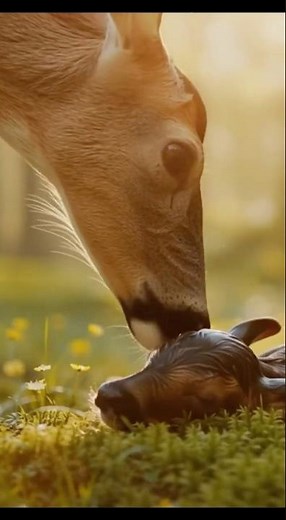 “Witness the miracle of life as a newborn fawn takes its first breath in the forest.”