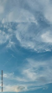 Beautiful summer day sky with fluffy white clouds time lapse in bright blue atmosphere.