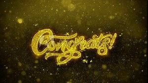 Congrats Greetings card Abstract Blinking Golden Sparkles Glitter Firework Particle Looped Background. Gift, card, Invitation, Celebration, Events, Message, Holiday, Festival 1