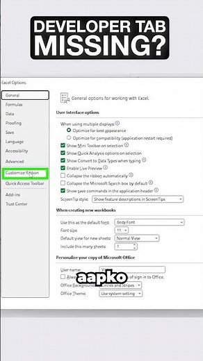 Missing Developer Tab in Excel? Here’s How to Enable It #shorts #ytshortsindia #ytshortsvideo #excel