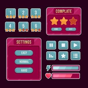 Download Button set designed game user interface GUI for video games, computers. for free