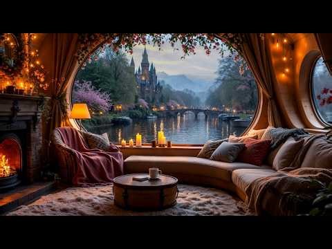 🔥 Soft Fireplace and Rain Ambience for Peaceful Reading & Unwinding - Cozy Spring Ambience