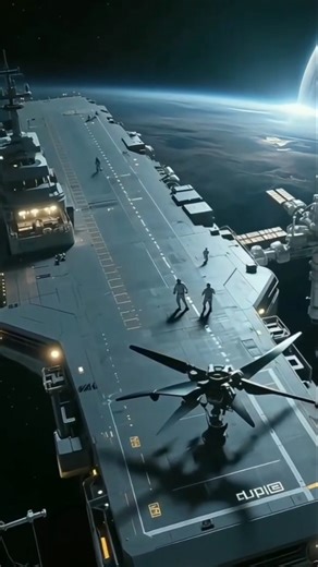 Massive Space Carrier Above Earth – The Future of Space Warfare Begins” #scifi #aiart