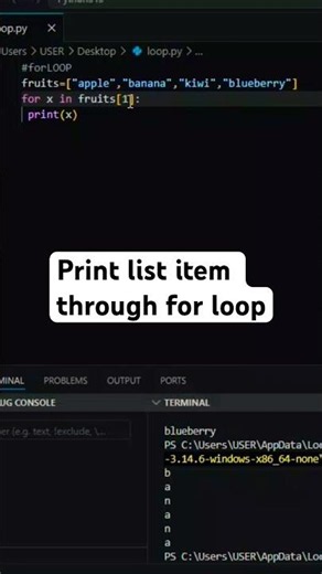 || Print list item through for loop || #forloop #forloops #loops #listitemprogram #python #whileloop