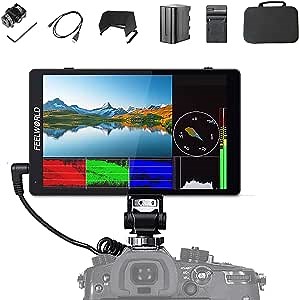 FEELWORLD F7 PRO+ Battery + Carry Case 7 Inch Touch Screen DSLR Camera Field Monitor with Waveform VectorScope Histogram 3D Lut F970 External Kit Install for Power Wireless Transmission 4K HDMI Input