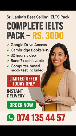 Complete IELTS Self-Study Pack – Instant Google Drive Access Cambridge Books 1–19 Audio 32 Hours Video Lessons CBT Mock Test Included Band 7 Achievable Message now to get full access! #ieltsPreparation #viewers #srilanka #followers #fypageシ #virelreels | SELF WAY IELTS