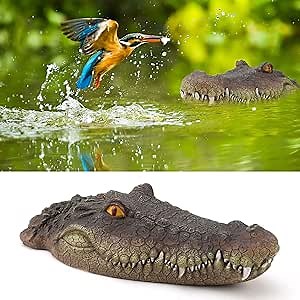 Yuehuam Floating Alligator Head, Float Crocodile Decoy for Koi Pond Pool Decoration, Resin Fake Gator Head Crocodile Head Outdoor Pond Accessories,12.6in x 5.9in x 3.3in