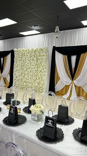 5.6K views · 10K reactions | 60th birthday backdrop with triple panels, draping and floral wall. This setup was at the venue @revealgallery .#draping #eventdraping #michiganeventplanner #michiganwedding #michiganweddings #michiganweddingplanner #novi #detroitevents #detroiteventdesigner #detroiteventplanner #detroitweddingplanner #detroitwedding #detroitweddings #cvlinens #flowerwall | Customeventcreations by Rashaunda | Facebook