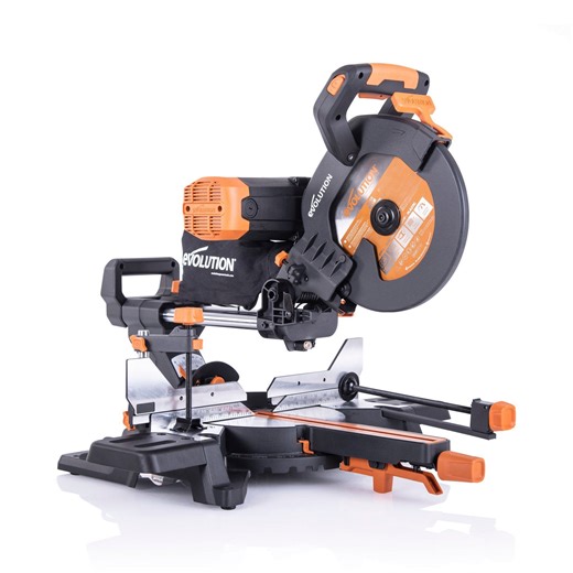 Evolution R255SMS-DB+ 255mm Double Bevel Sliding Mitre Saw With 28T TCT Multi-Material Cutting Blade110V / Item As Listed