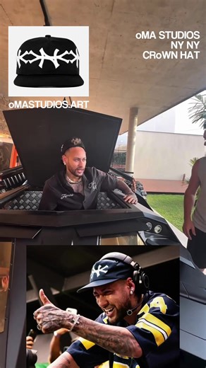 #neymarjr 🇧🇷 WEARING oMA STUDIOS NY NY CRoWN HAT 👑 IN HIS CUSToM BATMoBiLE 🦇🔥 BUY 1 GET 1 FREE ALL oMA HATS 🧢🧢 SHoP 🛒 oMASTUDIOS.ART #brazil #soccer #football #neymar
