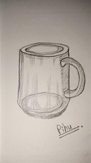 Easy Glass Drawing Pencil Sketch Tutorial ✏️ | Simple Art #shorts #youtube #art