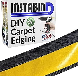 Instabind Carpet Binding - Cotton Regular Style, DIY Carpet & Rug Binding for Finishing Edge, Ideal for Area Rugs for Finishing Edge - Durable Hold - 54 ft Rolls - Granite