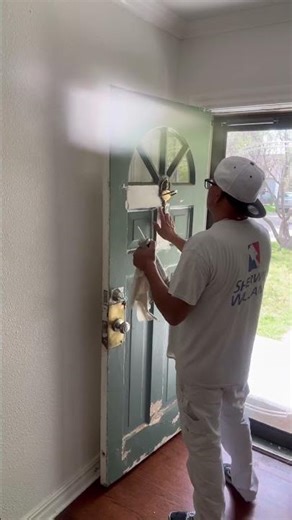 Prep front door to painting it #painting #subscribe