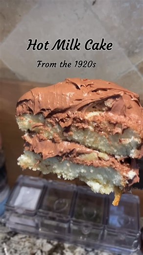 Pasttime Cook on Instagram: "Hot milk cake 2 beaten eggs One cup sugar 1 cup flour 1 teaspoon baking powder Pinch of salt 1/2 cup milk Butter, the size of a walnut. I used 3 tablespoons. Heat milk and butter together. Add to the other ingredients in order listed. add half teaspoon to 1 teaspoon of vanilla. I baked in 2 6 inch pans at 350° for about 25 minutes. Your oven will cook differently. #hotmilkcake #vintagerecipes"