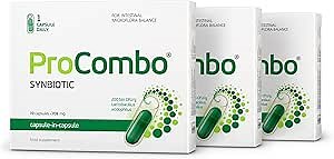 ProCombo - The Smart synbiotic with targeted delivery of The Good Bacteria. Double Capsule and Liquid Formula for Fast Results. 1 Capsule per Day(Pack of 3)