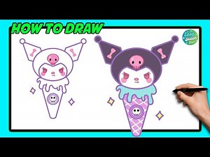 How to Draw Cute KUROMI Ice Cream Character | Step-by-Step Tutorial