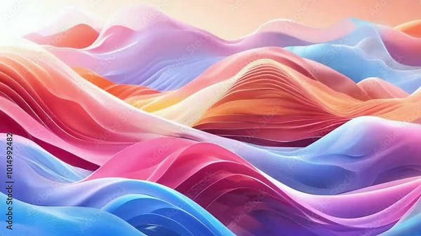 Soft flowing waves create an abstract background with a smooth blend of pink and blue textures, reminiscent of satin and liquid patterns, perfect for an artistic wallpaper design