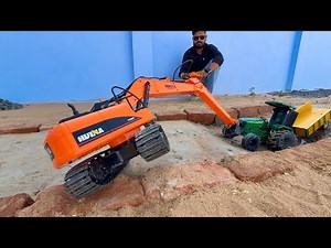 New Tractor Vlog | John Deere 5405 Stuck Rescue By TATA Excavator 210 Construction 🚧 Vehicles |