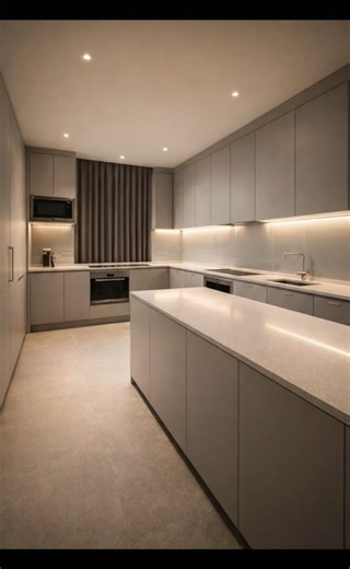 Ultra-Modern Luxury Kitchen Design ✨ Minimal Grey Modular Kitchen#ai #shorts
