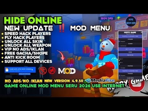 HIDE ONLINE MOD MENU FLY SPEED V4.9.50 UNLOCK ALL SKINS NEW 2026