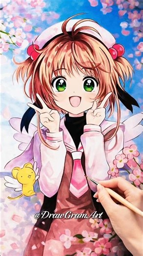 This Sakura Drawing Feels Like Pure Magic 😳💖 #SakuraKinomoto #CardcaptorSakura #MagicalGirl #drawing