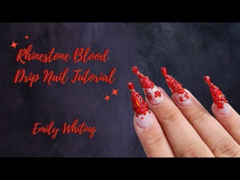 Rhinestone Blood Drip Nail Tutorial | Emily Whiting