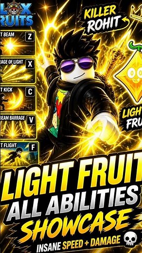“LIGHT FRUIT ALL ABILITIES SHOWCASE ⚡ (INSANE SPEED + DAMAGE 💀)”