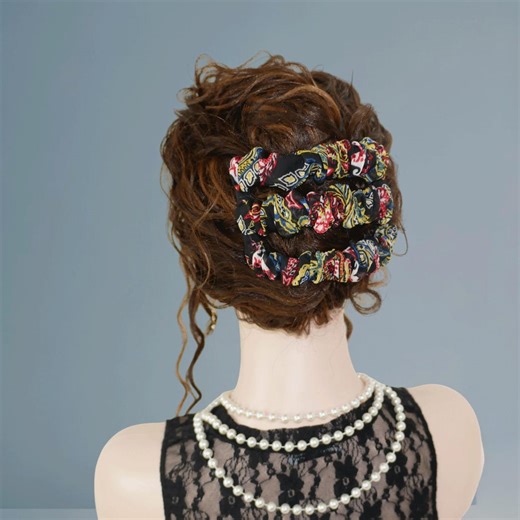 Double-wire Side Comb, Stretchable, Chiffon Fabric, Hair Bun Holder, Women's Hair Accessories - Etsy