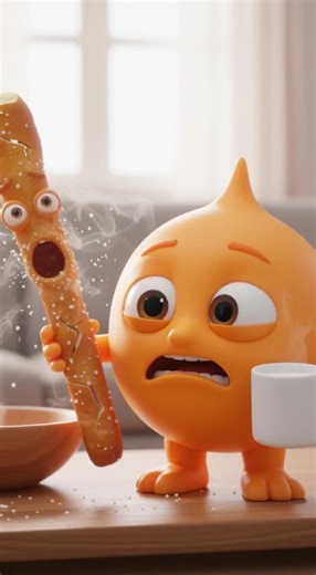 When your snack begs for a sip! 😂🥨💧 #MunchMoments #KidsAnimation #SnackFails #ai #animation