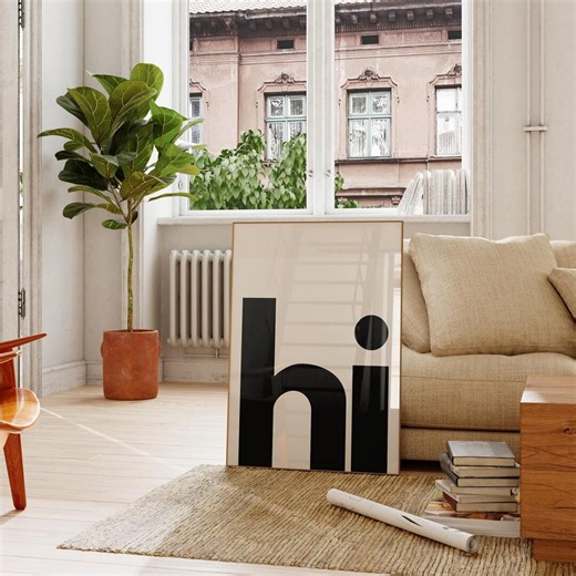 Hi Poster Black White, Poster Scandi, Typography Poster, Entrance Wall Art, Hallway Poster, Welcome Print, Hi Hello Poster, Digital Download - Etsy