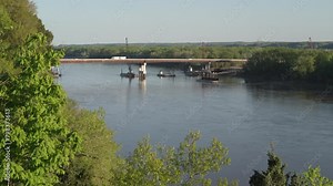new bridge still under construction over the Missouri River near Rocheport in Missouri as seen from Katy Trail