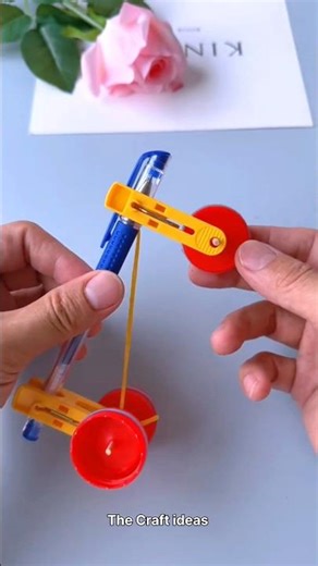 How to make car with pen and clothclip | How to make Car Rubber Band Powered pen se kya banate hai