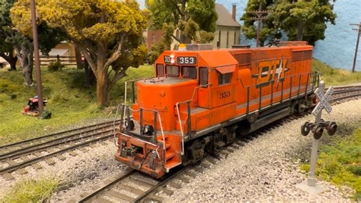 The Modern DT&I on Instagram: "Roster Update: GP38-2 223, the last GP38 in the original DT&I block lettering, suffered a major prime mover failure and has been sent to Jackson as a parts donor. Meanwhile, GP35 353 has rejoined the roster with a dash 3 upgrade. This is an early RTR GP35 from Athearn, now with Tsunami 2 and a Scale Sound Systems speaker. It will be mainly consisted with GP35 379, which still wears Ohio Central colors. 353 lost its original nose bell, notched in the engineer’s side