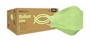 BeeSure BE2610 Radiant Face Masks, 4-Ply, Earloop, Disposable, Lime (Pack of 40)