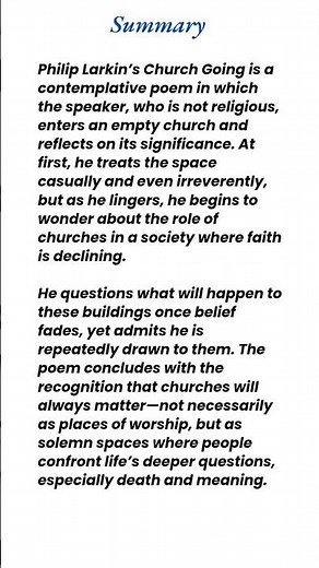 Church Going by Philip Larkin Quick Summary | #churchgoing #summary