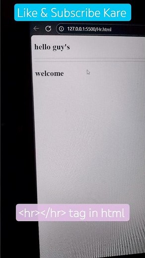 HTML🔥Horizontal Line Tag😎Explain hr Tag Tutorial🚀Use of hr Tag in HTML#coding#shorts#viral#trending