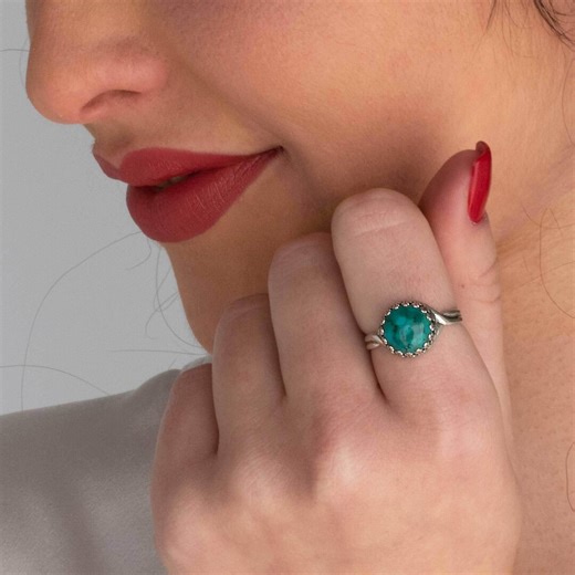 Turquoise Ring in Sterling Silver, 10mm Stone, Minimalist Ring for Women, Stackable Everyday Jewelry - Etsy