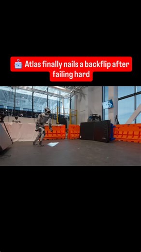 Tech_and_Markets | 🤖 Boston Dynamics showed Atlas performing a clean backflip after a run-up. The video also includes failed attempts where the robot loses... | Instagram