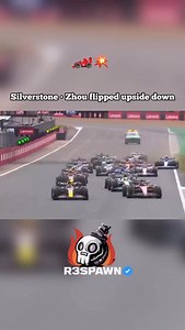 197 reactions | 2022 Silverstone • Lap 1 Flip ‍☠️•¥ •¥ Zhou gets tagged at Turn 1 ⚡ Alfa flips • slides upside down  Launched over the tyre wall into the fence  Crowd frozen • Halo saves his life  One of F1’s scariest modern crashes  •¥ Follow for more motorsport madness daily  •¥ #silverstone #f1 #f1sprint #highspeed #motorsport #racinglife #carcrash #f1crash #r3spawn | Respawn Driver | Facebook