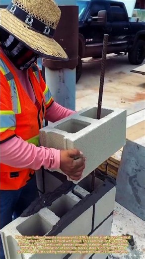 CMU Block Core Fill Hack | Rebar Reinforcement Trick for Stronger Masonry Walls #CMUBlockHack