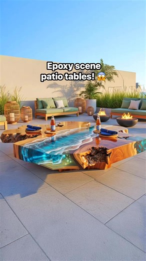 Absolutely in love with these epoxy scene patio tables! 🤯👏 | Inspiring Designs