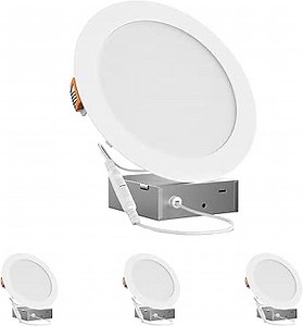 LEDMyplace 4-inch 9W Round Dimmable Retrofit LED Recessed Downlight with Junction Box, Pack of 4, 650 Lumens, 4000K Cool White, Replace 35W, Can Lights, Indoor Lighting for Ceiling, Home, Office