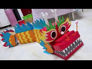 创意玩具DIY，旧纸箱改造端午节舞龙道具，小朋友们玩嗨了